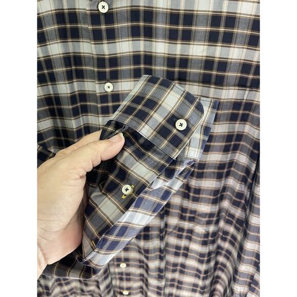 Robert Talbott Men’s Classic Button Up Long Sleeve Plaid Dress Shirt Size XXL - Picture 4 of 7